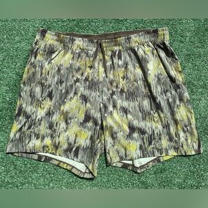 Lululemon Pace Breaker 7” Spliced Weave Laurel Green Multi Lined Shorts Mens 3XL